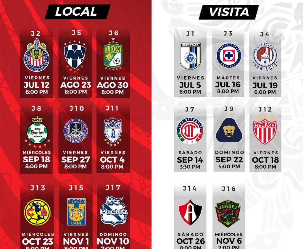 LOS XOLOS YA TIENEN DEFINIDO SU CALENDARIO PARA EL APERTURA 2024