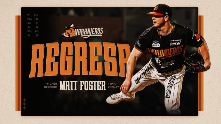 MATT FOSTER REGRESA CON NARANJEROS PARA DEFENDER SU TÍTULO DE RELEVISTA DEL AÑO